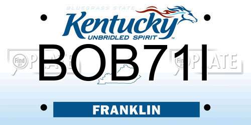 BOB71I Kentucky License Plate