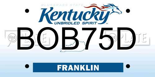 BOB75D Kentucky License Plate