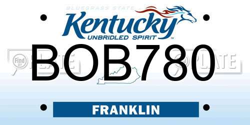 BOB780 Kentucky License Plate