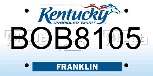 BOB8105 Kentucky License Plate