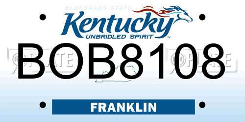 BOB8108 Kentucky License Plate