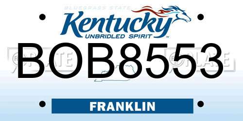 BOB8553 Kentucky License Plate