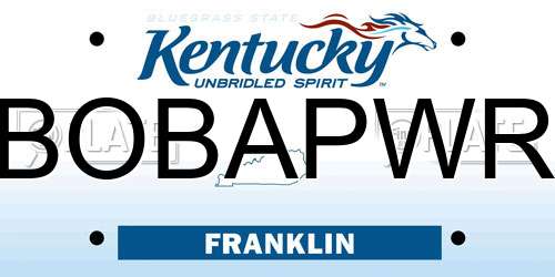 BOBAPWR Kentucky License Plate