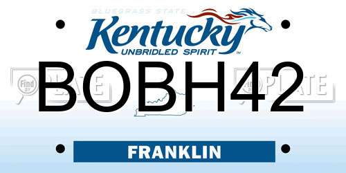 BOBH42 Kentucky License Plate