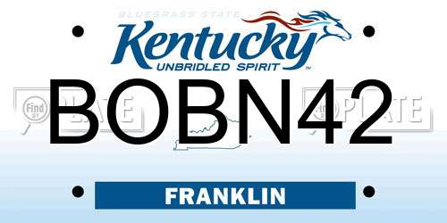 BOBN42 Kentucky License Plate