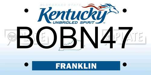 BOBN47 Kentucky License Plate