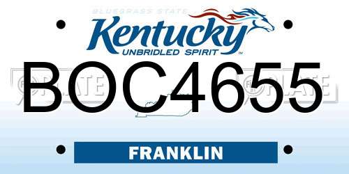 BOC4655 Kentucky License Plate
