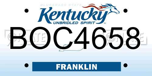 BOC4658 Kentucky License Plate