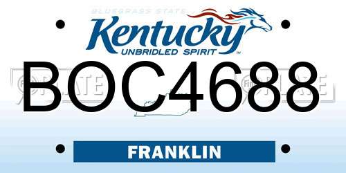 BOC4688 Kentucky License Plate