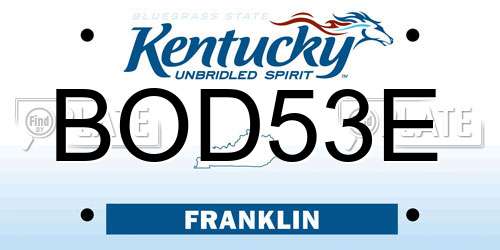 BOD53E Kentucky License Plate