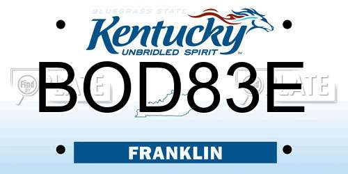 BOD83E Kentucky License Plate