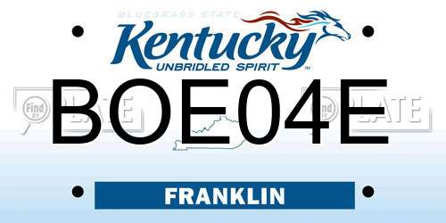 BOE04E Kentucky License Plate