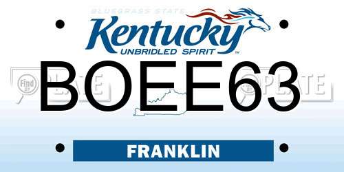 BOEE63 Kentucky License Plate