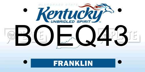 BOEQ43 Kentucky License Plate
