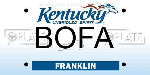BOFA Kentucky License Plate