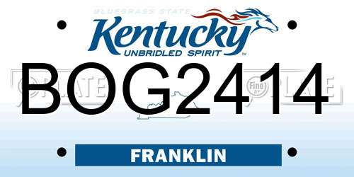 BOG2414 Kentucky License Plate