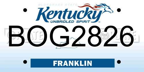 BOG2826 Kentucky License Plate
