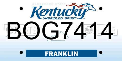 BOG7414 Kentucky License Plate