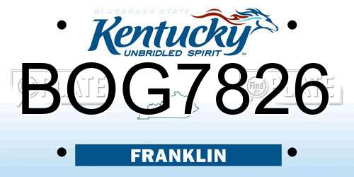 BOG7826 Kentucky License Plate