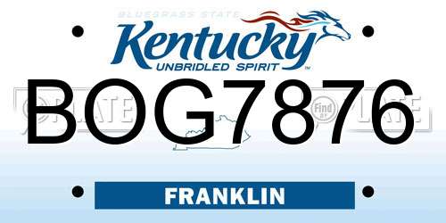 BOG7876 Kentucky License Plate