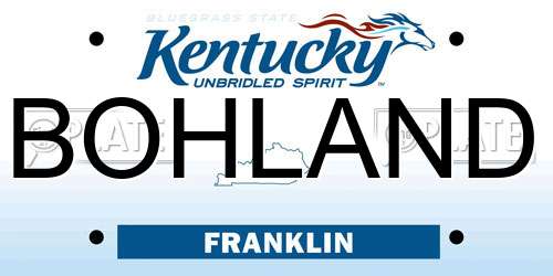 BOHLAND Kentucky License Plate