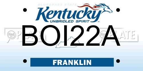 BOI22A Kentucky License Plate