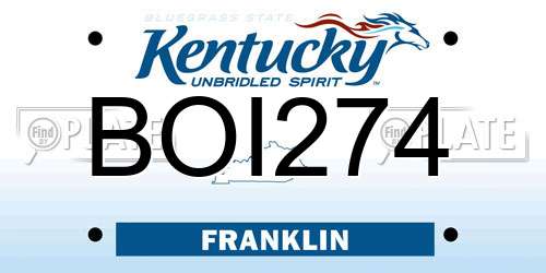BOI274 Kentucky License Plate