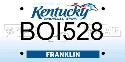 BOI528 Kentucky License Plate