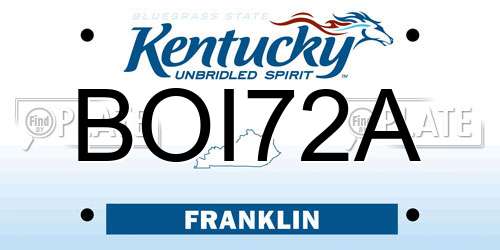 BOI72A Kentucky License Plate