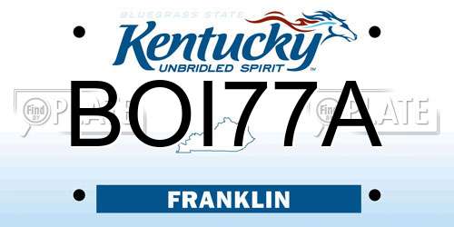 BOI77A Kentucky License Plate