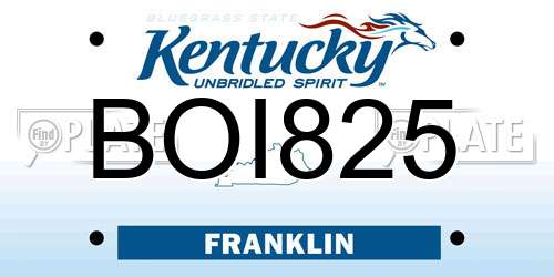 BOI825 Kentucky License Plate