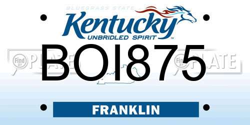BOI875 Kentucky License Plate