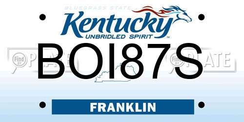 BOI87S Kentucky License Plate