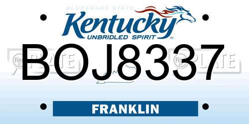 BOJ8337 Kentucky License Plate