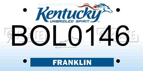 BOL0146 Kentucky License Plate