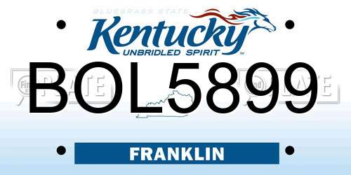 BOL5899 Kentucky License Plate
