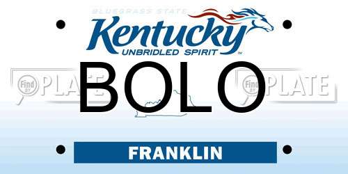 BOLO Kentucky License Plate