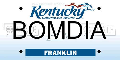 BOMDIA Kentucky License Plate