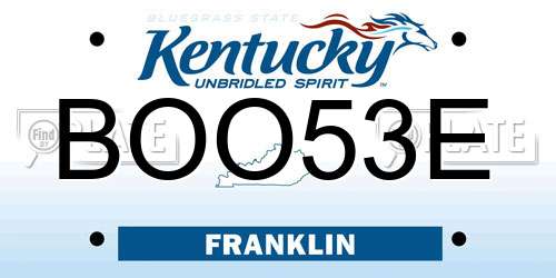 BOO53E Kentucky License Plate