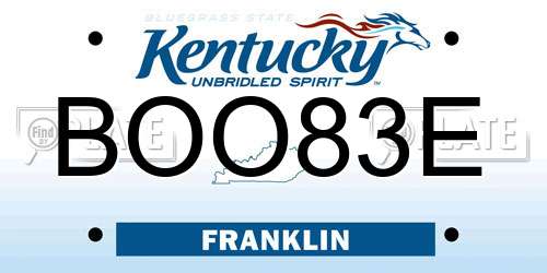 BOO83E Kentucky License Plate