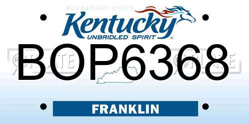 BOP6368 Kentucky License Plate