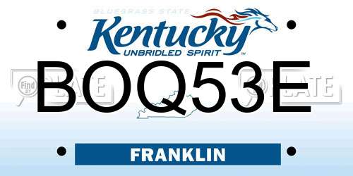 BOQ53E Kentucky License Plate