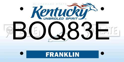 BOQ83E Kentucky License Plate
