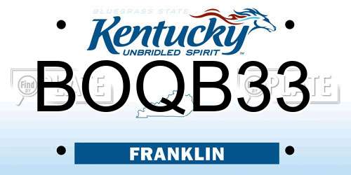 BOQB33 Kentucky License Plate