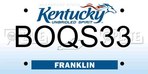 BOQS33 Kentucky License Plate