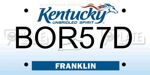 BOR57D Kentucky License Plate