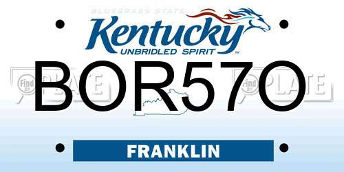 BOR57O Kentucky License Plate