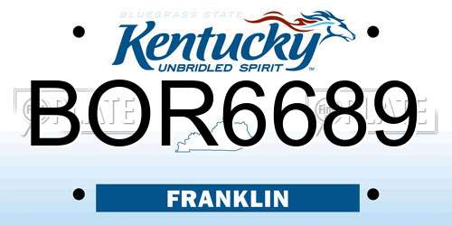 BOR6689 Kentucky License Plate