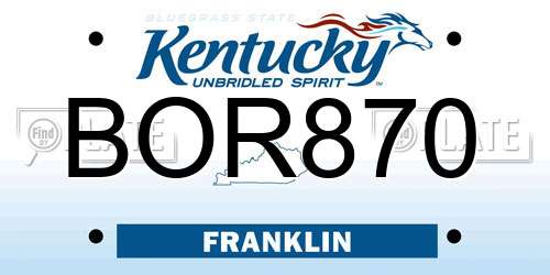 BOR870 Kentucky License Plate