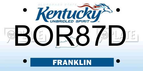 BOR87D Kentucky License Plate